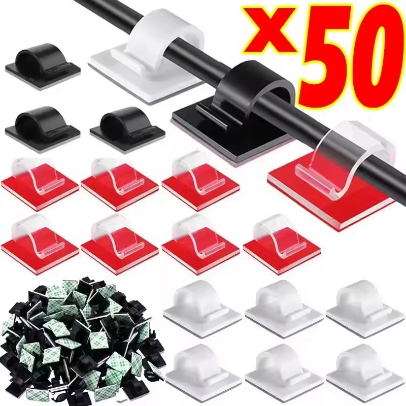 Cable Staple Clip - 50 adet kendinden yapışkanlı dış mekan