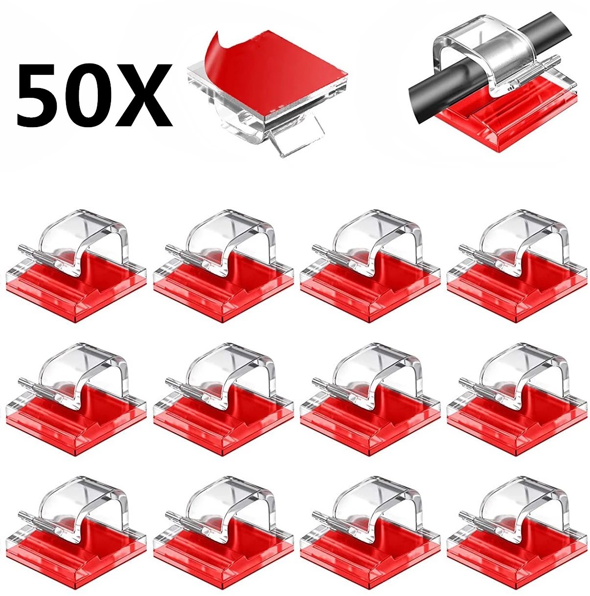 Cable Staple Clip - 10/20/50 adet kendinden yapışkanlı kablo düzenleyici